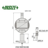عمق سنج سوزنی دیجیتال اینسایزmm10) cm1) - پایه 25 mm مدل 102-2142 2142-102